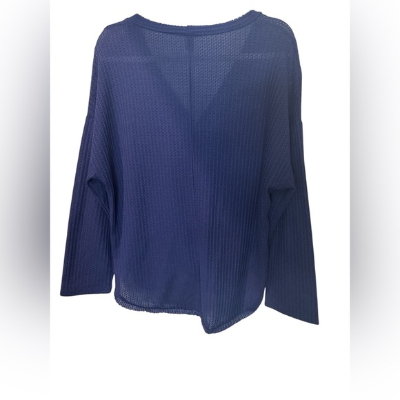 Forever 21 Blue Waffle Knit Tie Front Top Women’s Large - Picture 4 of 4